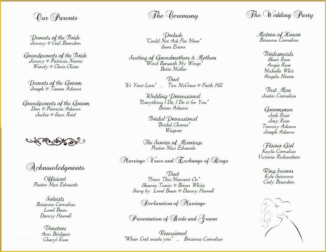 Tea Length Wedding Programs Templates Free Of Example Of Wedding Programs