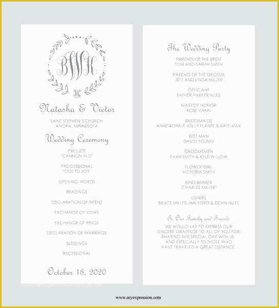 Tea Length Wedding Programs Templates Free Of Free Monogram Wedding Invitation Templates