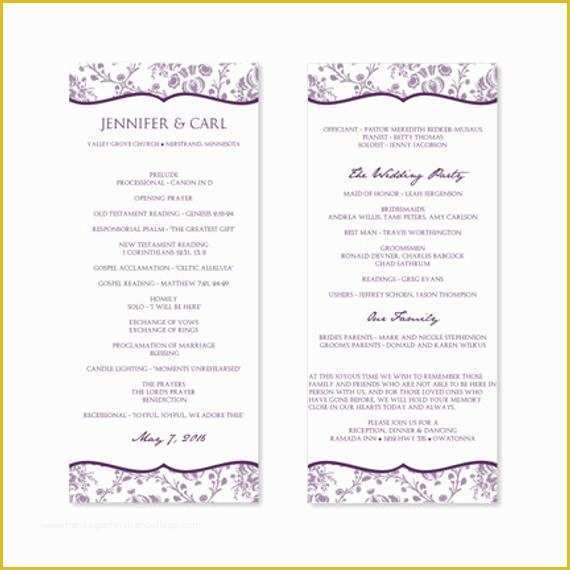 Tea Length Wedding Programs Templates Free Of Instant Download Wedding Program Template by Karmakweddings