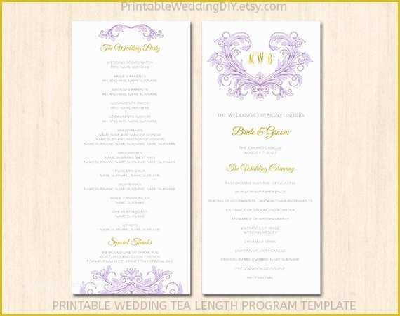 Tea Length Wedding Programs Templates Free Of Printable Wedding Ceremony Program by Yourweddingtemplates