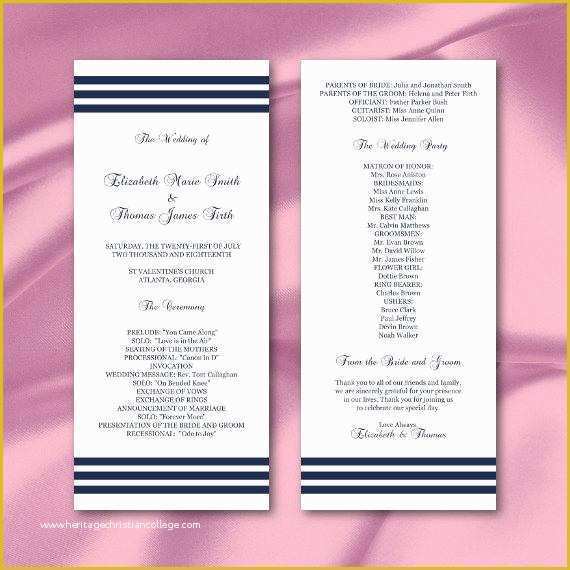 Tea Length Wedding Programs Templates Free Of Tea Length Wedding Program Template Simple Elegant Navy