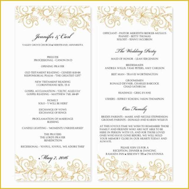 Tea Length Wedding Programs Templates Free Of Wedding Program Template Download Instantly Edit