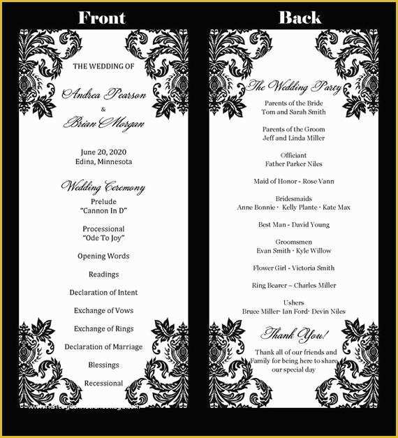 Tea Length Wedding Programs Templates Free Of Wedding Program Template Elegant Tea Length Damask Instant