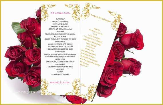 Tea Length Wedding Programs Templates Free Of Wedding Program Template Golden Damask Tea Length