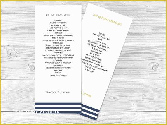 Tea Length Wedding Programs Templates Free Of Wedding Program Template Navy Stripes Tea Length