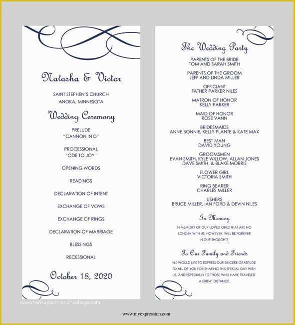 Tea Length Wedding Programs Templates Free Of Wedding Program Template – Tea Length Calligraphic