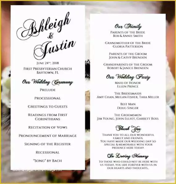 Tea Length Wedding Programs Templates Free Of Wedding Program Template Tea Length Classic by