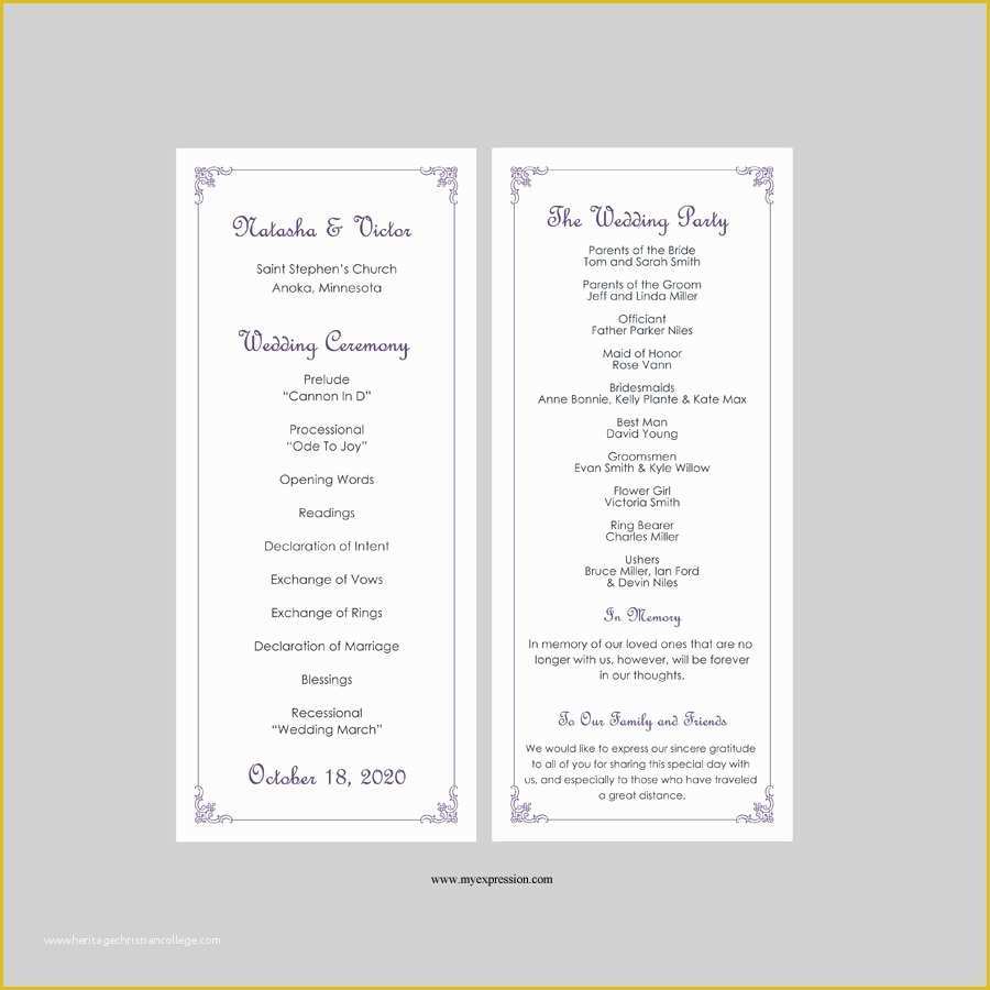 Tea Length Wedding Programs Templates Free Of Wedding Program Template Tea Length Classic by