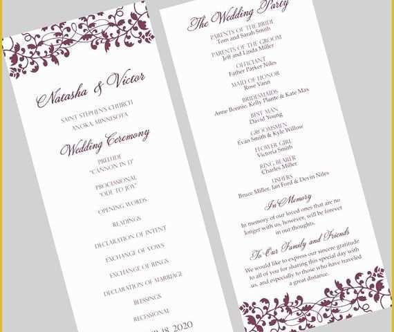 Tea Length Wedding Programs Templates Free Of Wedding Program Template Tea Length Elegant by