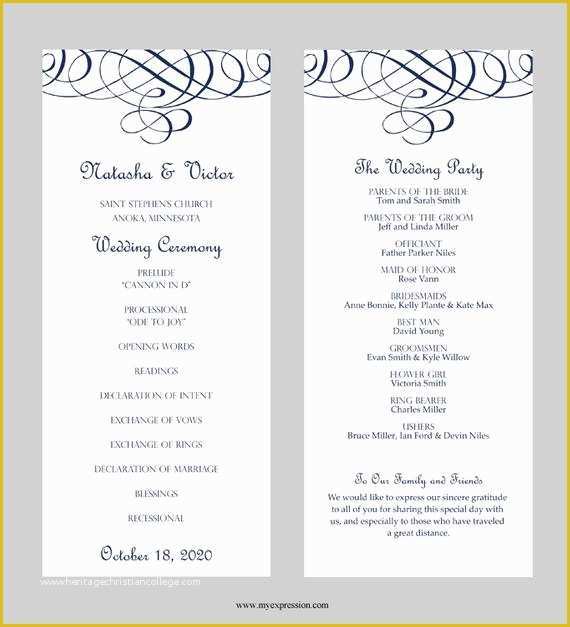 Tea Length Wedding Programs Templates Free Of Wedding Program Template Tea Length Flourish Calligraphy