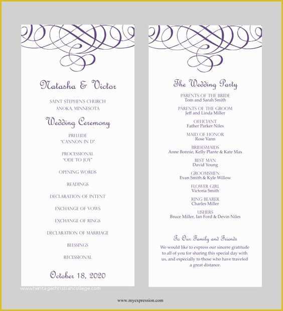 Tea Length Wedding Programs Templates Free Of Wedding Program Template – Tea Length Flourish