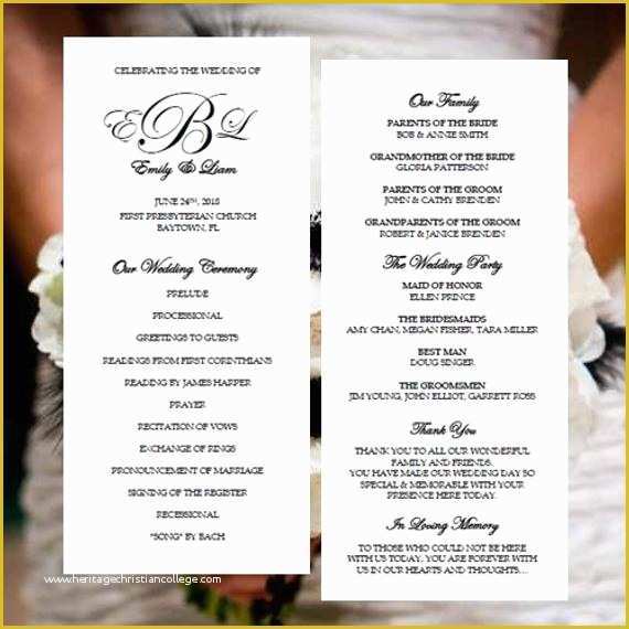 Tea Length Wedding Programs Templates Free Of Wedding Program Template Tea Length Monogram by