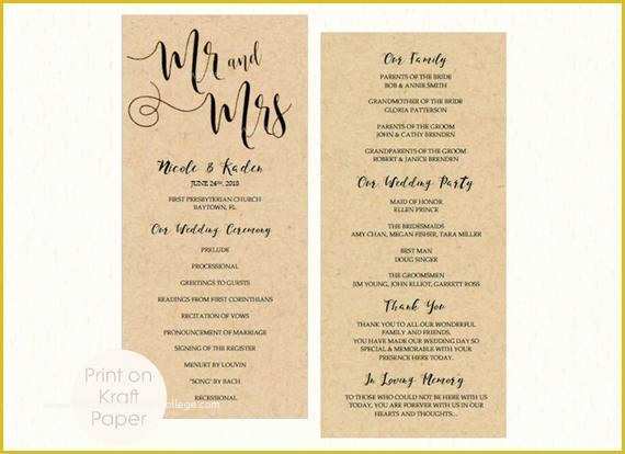 Tea Length Wedding Programs Templates Free Of Wedding Program Template Tea Length Mr and Mrs by