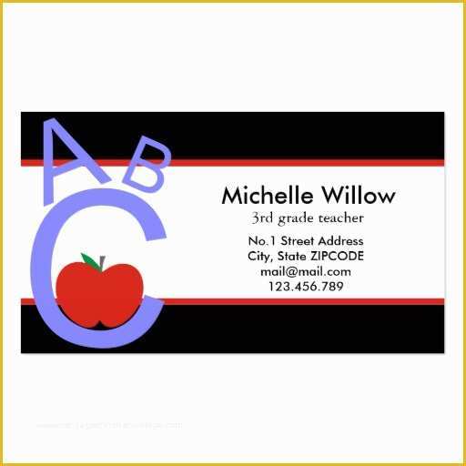 Teacher Business Cards Templates Free Of Abc Apple School Teacher Double Sided Standard Business