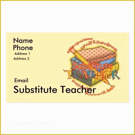 Teacher Business Cards Templates Free Of Substitute Teacher Motto Business Card Templates