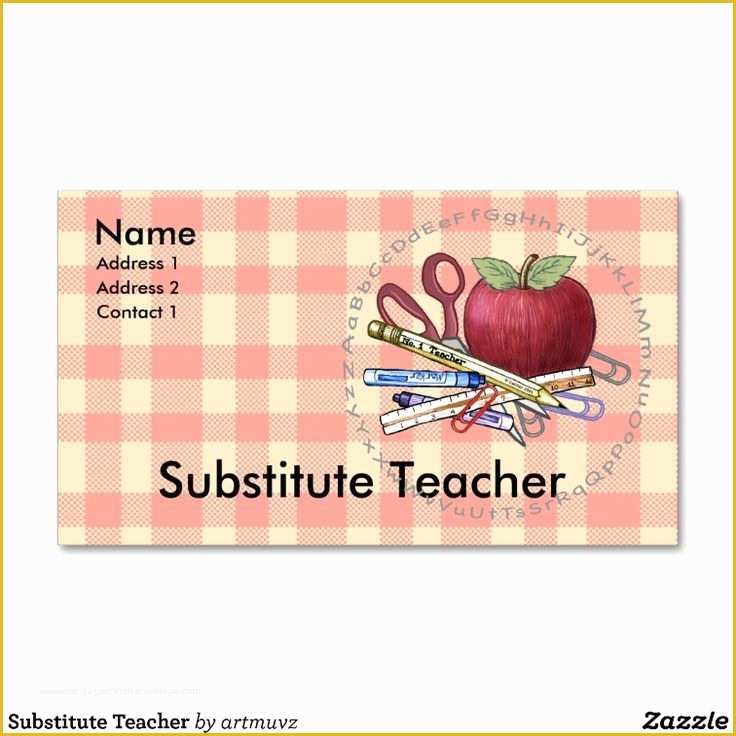 Teacher Business Cards Templates Free Of Substitute Teacher