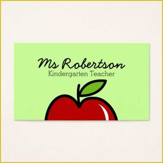 Teacher Business Cards Templates Free Of Teacher Business Card Template with Red Apple