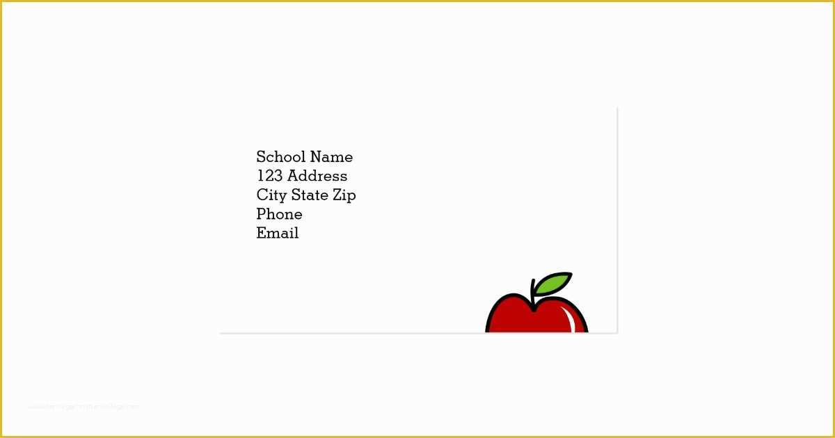 Teacher Business Cards Templates Free Of Teacher Business Card Template with Red Apple