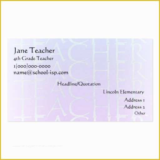 Teacher Business Cards Templates Free Of Teacher Business Card Templates Page15