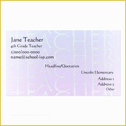 Teacher Business Cards Templates Free Of Teacher Business Card Templates Page15