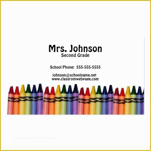 Teacher Business Cards Templates Free Of Teacher Crayons Template Double Sided Standard Business
