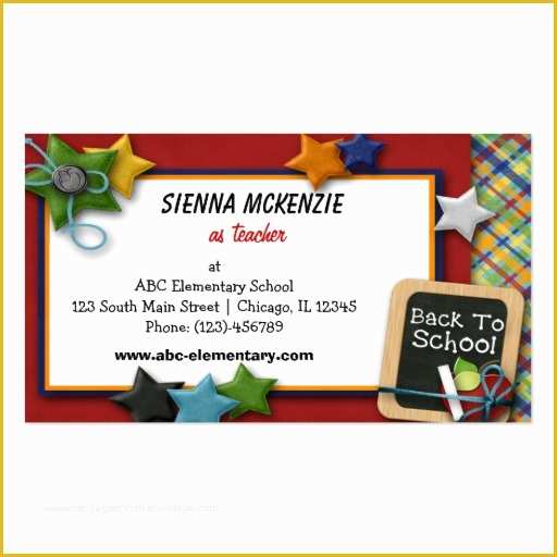 Teacher Business Cards Templates Free Of Teacher Elementary School Double Sided Standard Business