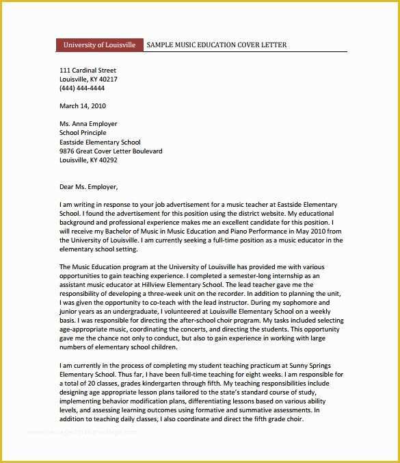 Teacher Cover Letter Template Free Of 8 Teacher Cover Letter Templates Free Sample Example