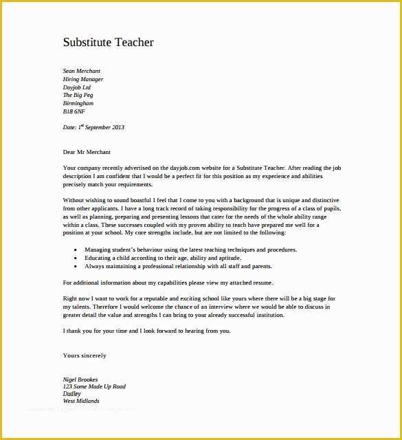 Teacher Cover Letter Template Free Of 8 Teacher Cover Letter Templates Free Sample Example