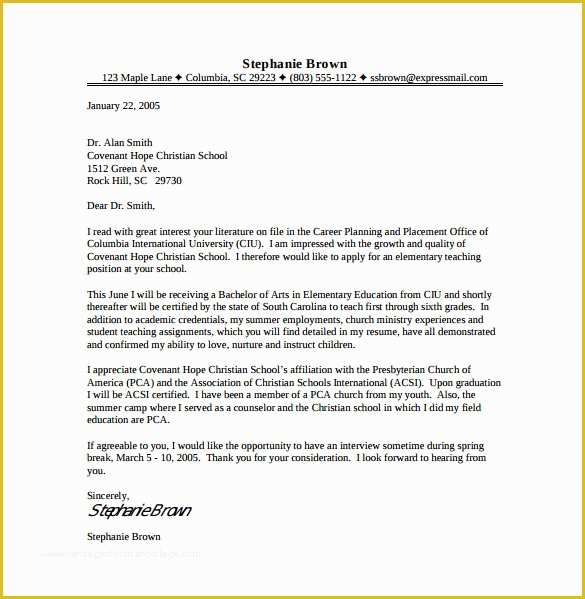 Teacher Cover Letter Template Free Of 8 Teacher Cover Letter Templates Free Sample Example