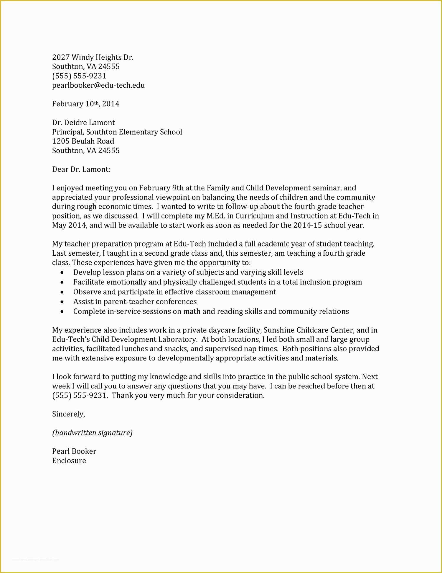 Teacher Cover Letter Template Free Of Elementary Education Teacher Resume Examples