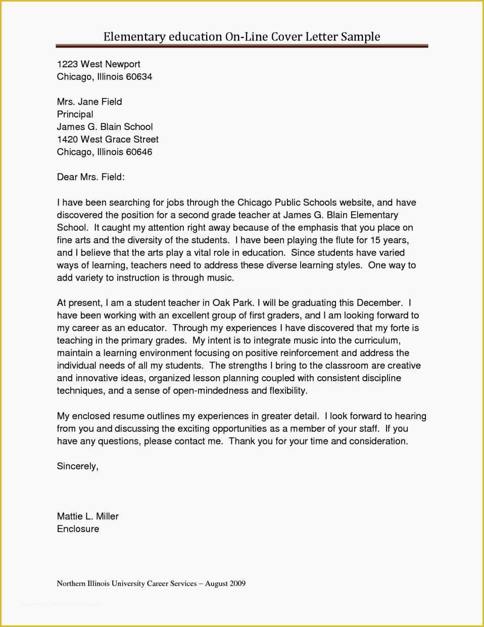 sample cover letter for experienced teacher