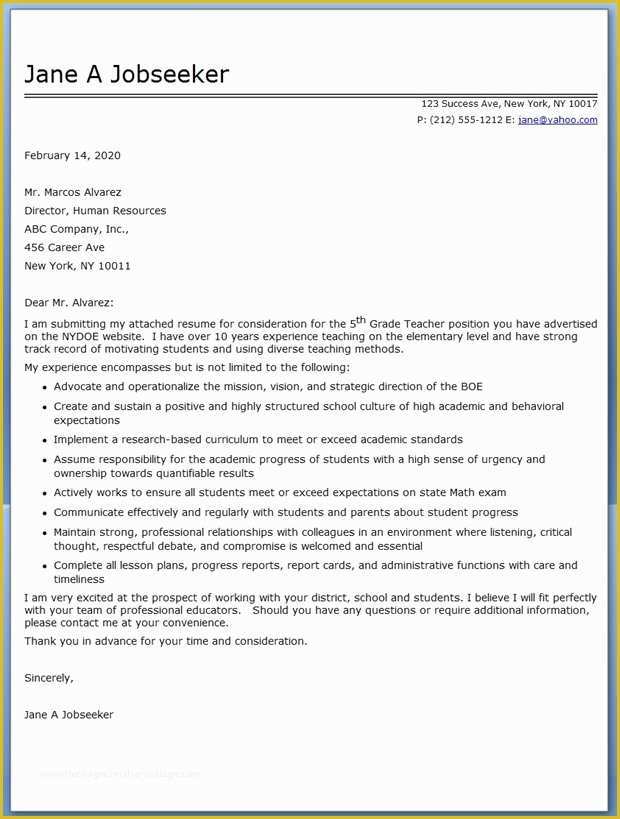 Teacher Cover Letter Template Free Of Search Results for “example Cover Letter Teacher