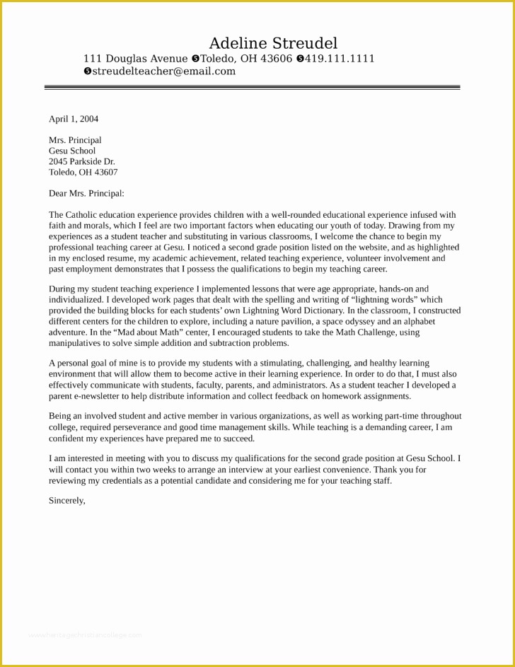 Teacher Cover Letter Template Free Of Second Grade Teacher Cover Letter Samples and Templates