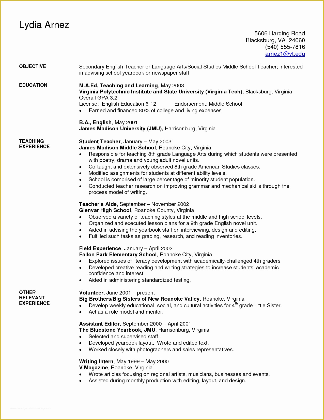 Teacher Resume Template Free Of Art Teacher Resume Examples