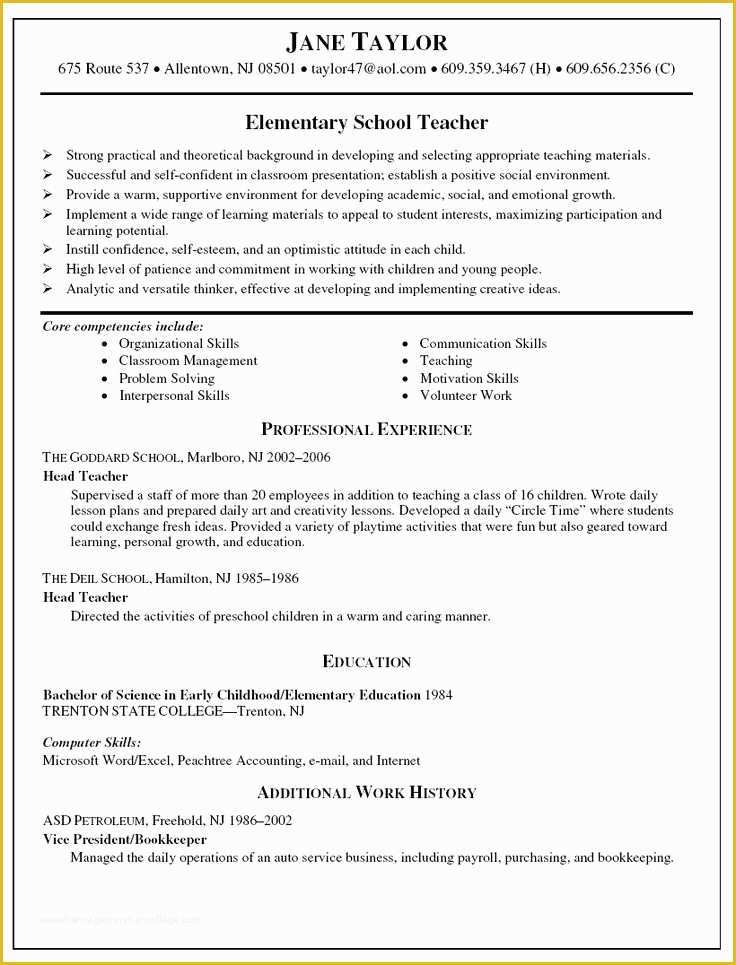 Teacher Resume Template Free Of Best 25 Teacher Resumes Ideas On Pinterest