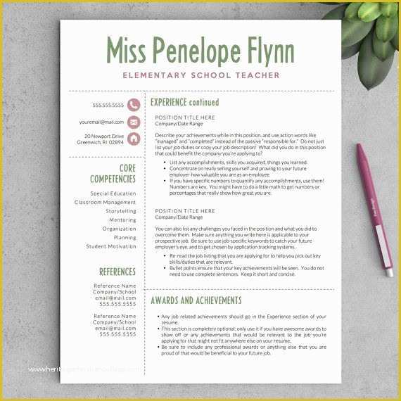 Teacher Resume Template Free Of Elementary Teacher Resume Template for Word & Pages 1 3