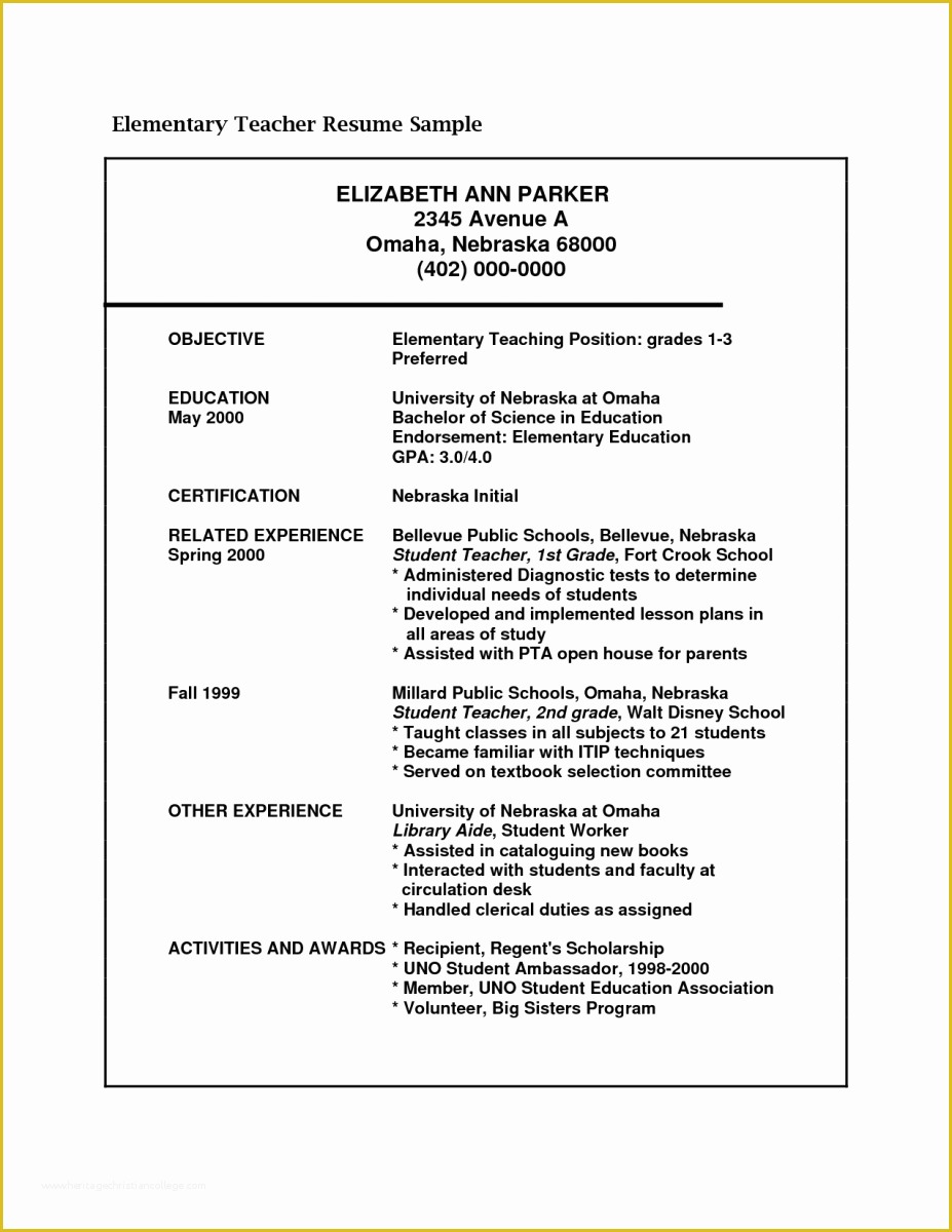 Teacher Resume Template Free Of Sample Resume for Teaching Position