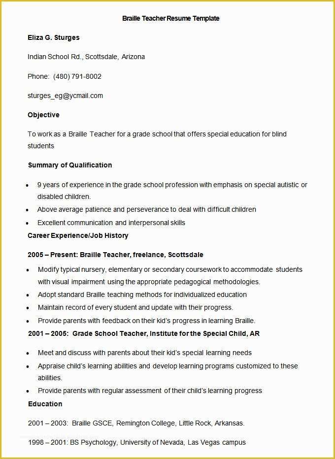 Teacher Resume Template Free Of Teacher Resume Templates 43 Free Samples Examples