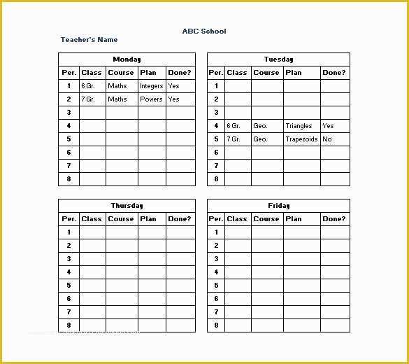 Teacher Schedule Template Free Of 10 Teacher Schedule Templates Doc Excel Pdf