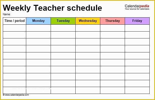 Teacher Schedule Template Free Of 12 Free Sample Teacher Schedule Templates Printable Samples