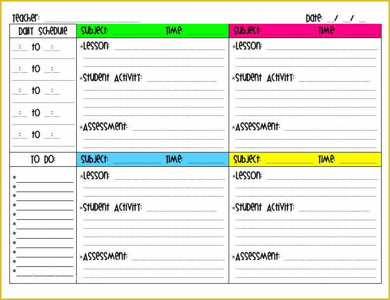 Teacher Schedule Template Free Of A Teacher S Plan Templates