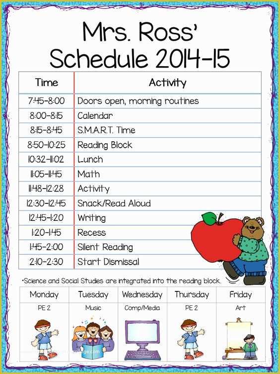 Teacher Schedule Template Free Of Class Schedule Freebie the Teacher S Cauldron