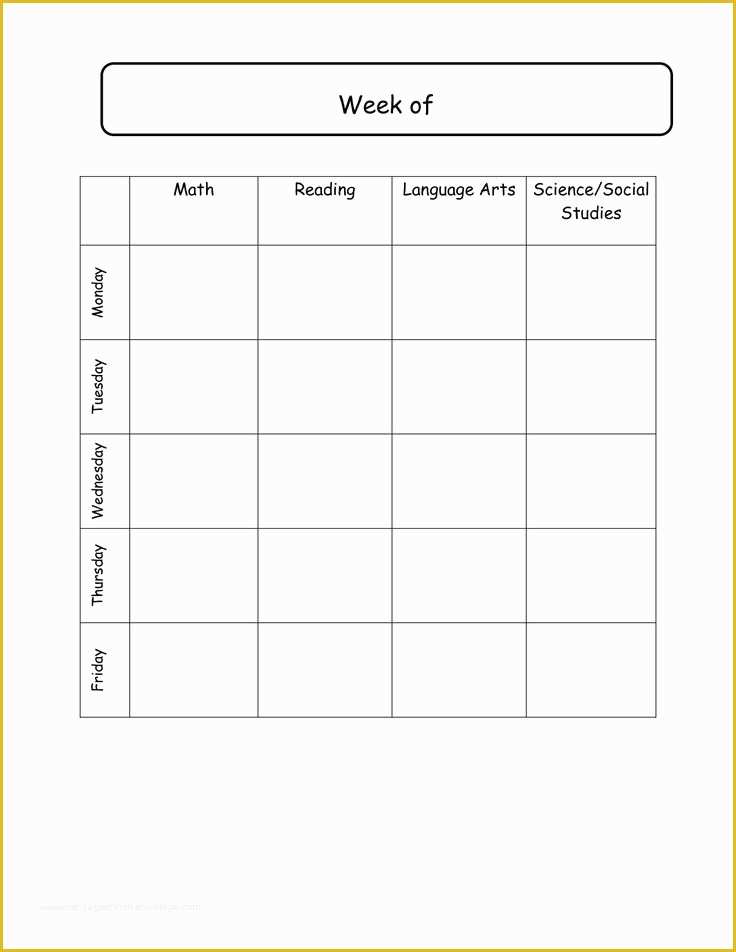 Teacher Schedule Template Free Of Elementary School Daily Schedule Template