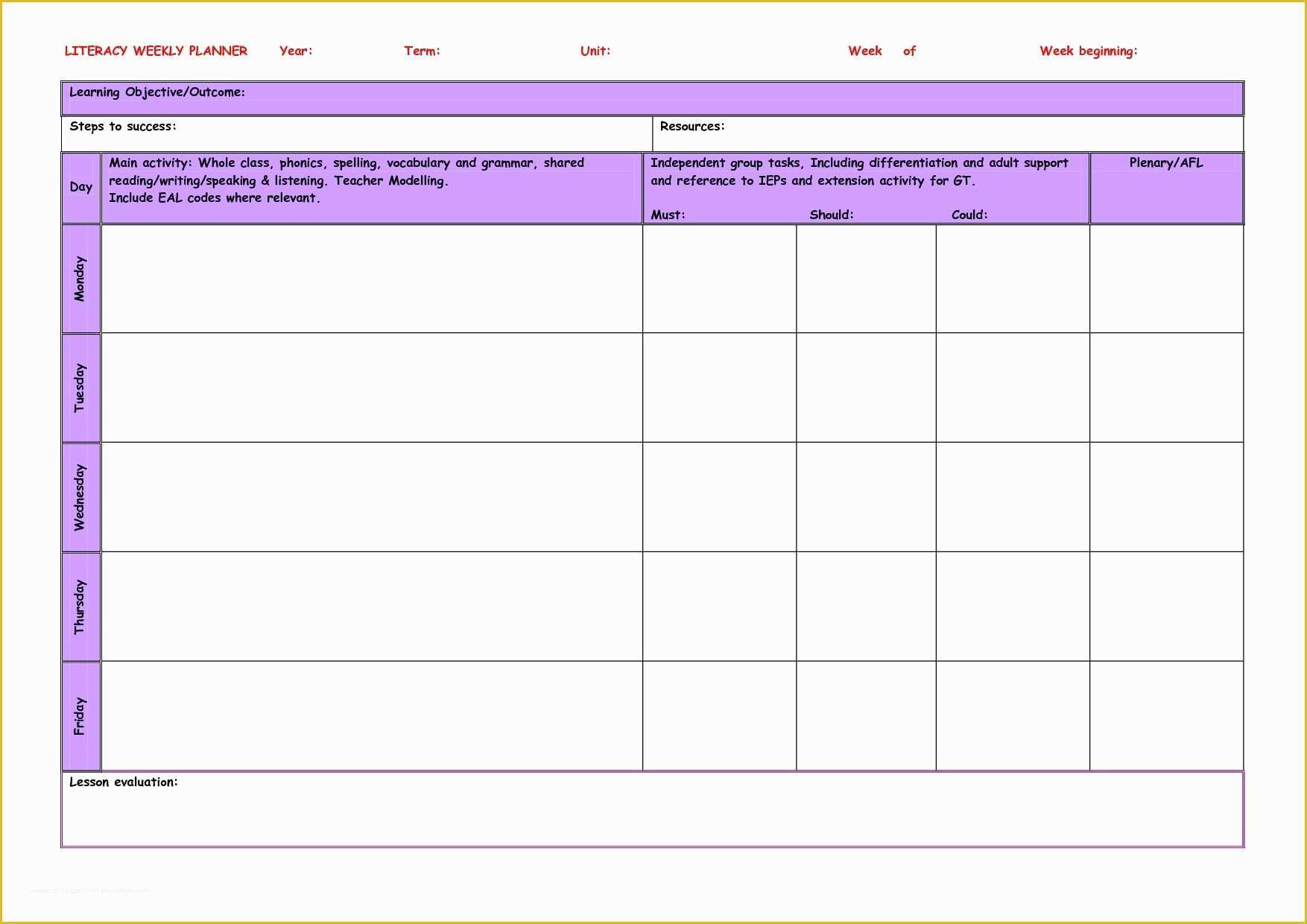 Teacher Schedule Template Free Of Free Printable Blank Calendars for Teachers