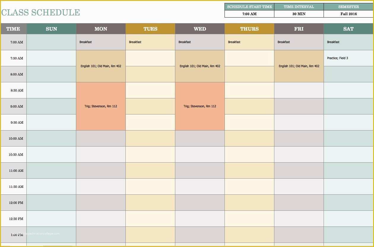 Teacher Schedule Template Free Of Free Weekly Schedule Templates for Excel Smartsheet