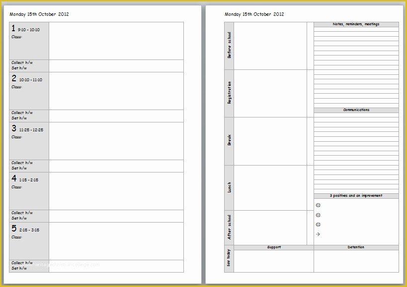 Teacher Schedule Template Free Of Teacher Planner Template