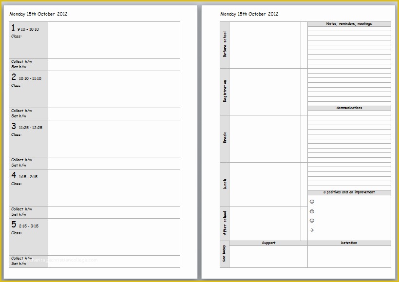 Teacher Schedule Template Free Of Teacher Planner Template