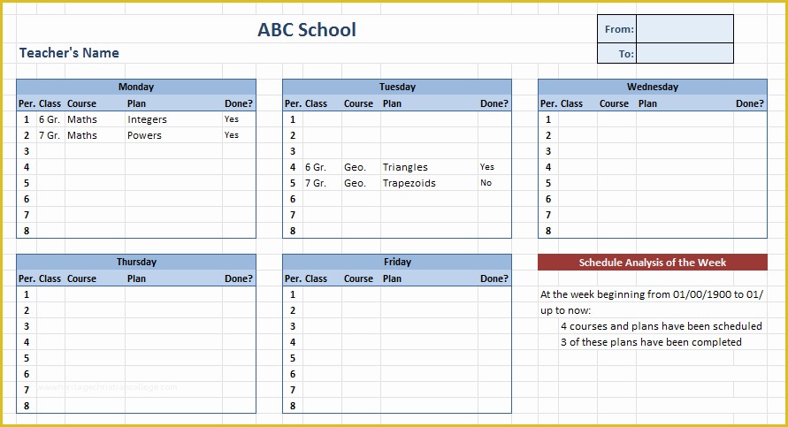 Teacher Schedule Template Free Of Teacher Schedule Template