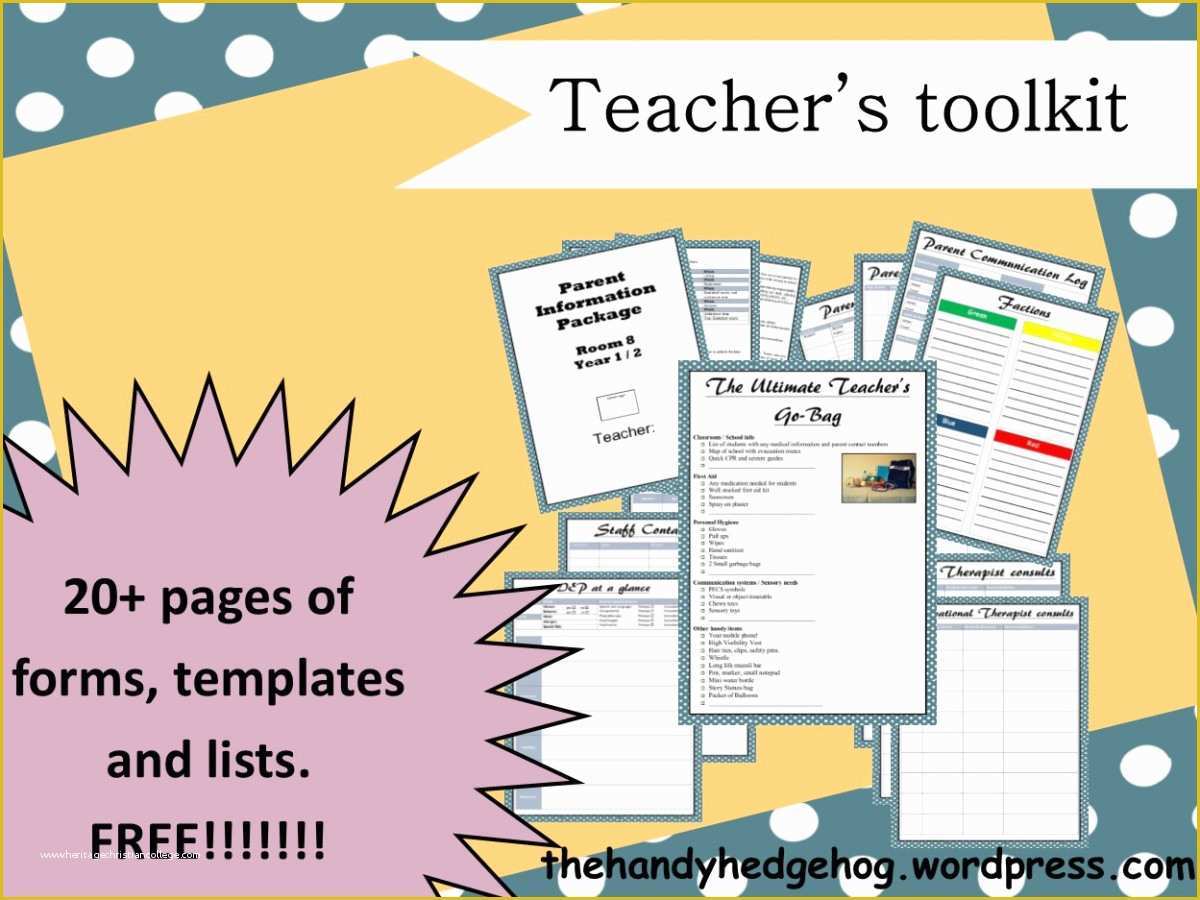 Teaching Portfolio Template Free Of Teacher’s toolkit forms Lists and Templates – the Handy