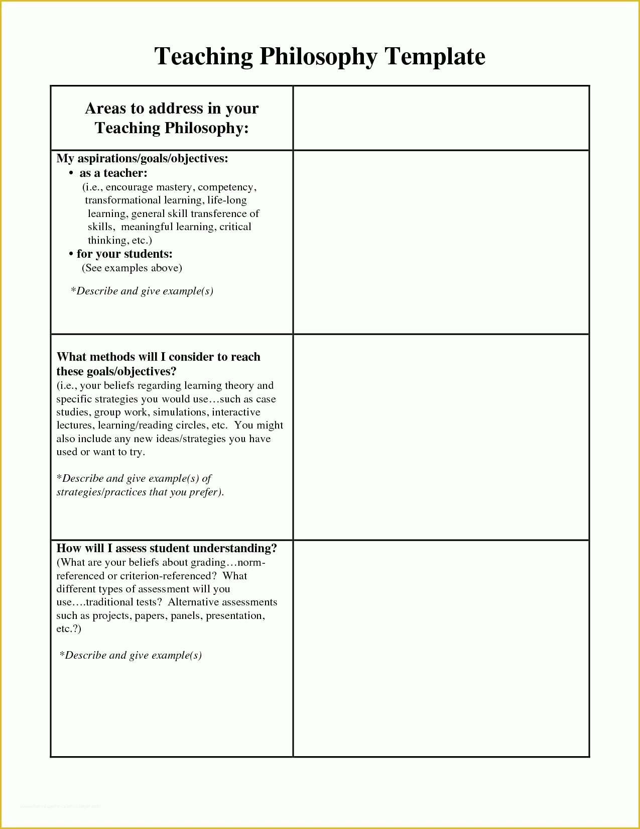 Teaching Portfolio Template Free Of Teaching Philosophy Examples